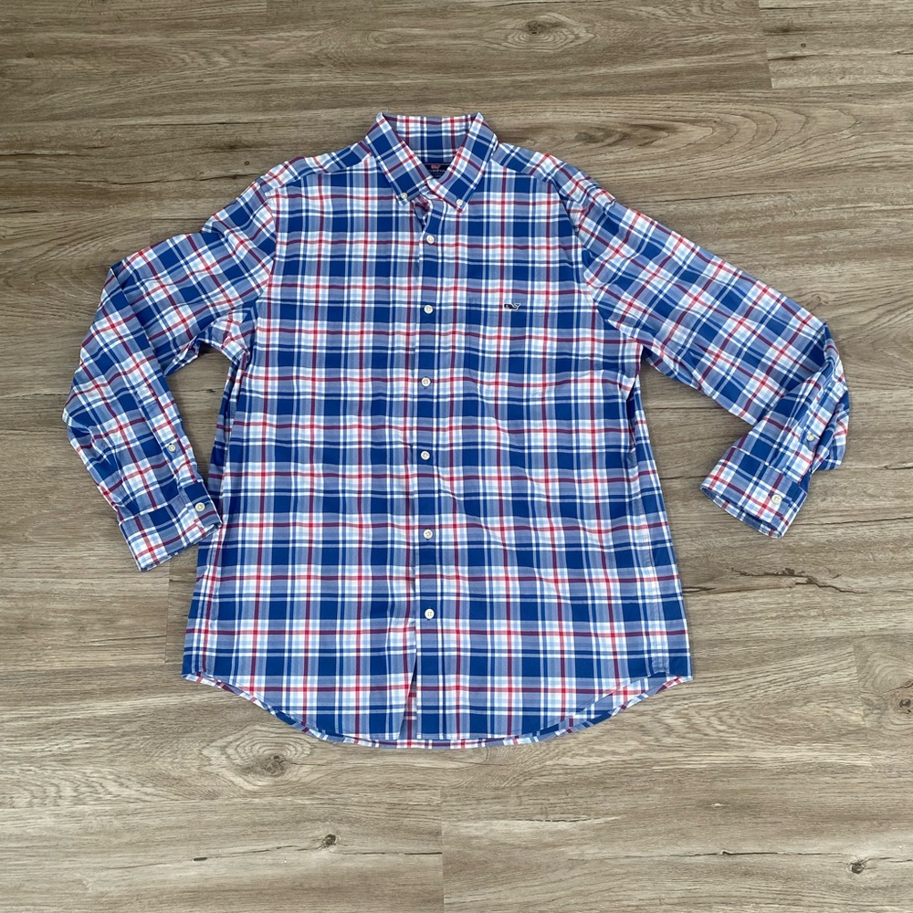 Vineyard Vines Blue and Red Checkered Shirt